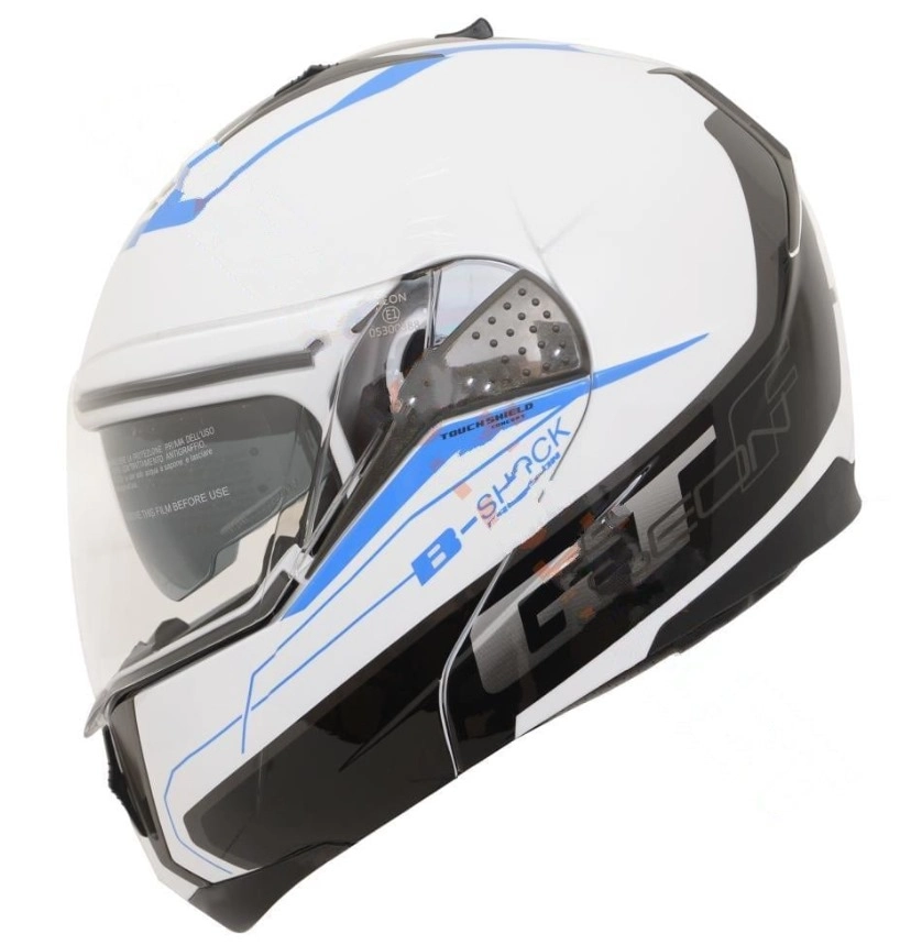 KASK ÇENE AÇILIR GÖZLÜKLÜ BEON BEYAZ-MAVİ [ L ] (57682)